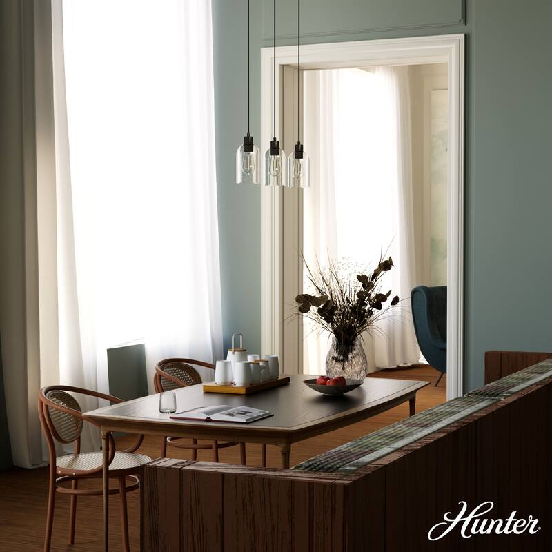 Hunter Lochemeade 3-Light Linear Cluster Pendant - Kitchen Island, Dining Room - Modern Farmhouse, Contemporary, Industrial