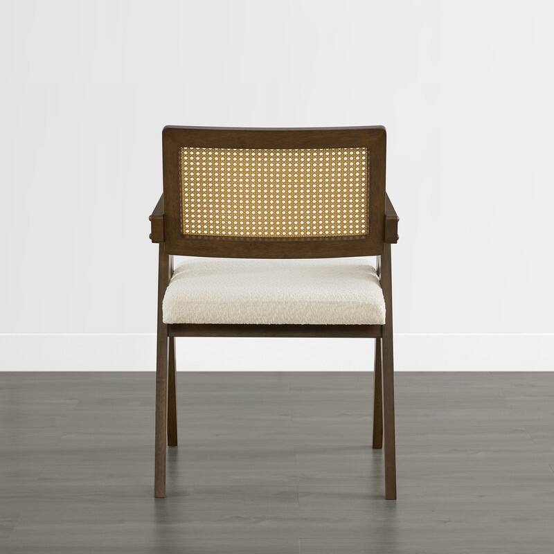Spruce & Spring Modern American Dining Chair with Woven Rattan Back