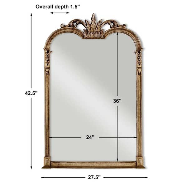 Uttermost Jacqueline 28"W Baroque Antiqued Arched Wall Mirror