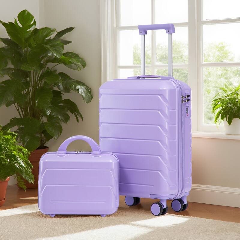 14"/20" 2 pcs/set in ABS Spinner Wheel Luggage, with Combination Lock,14" Cosmetic Case
