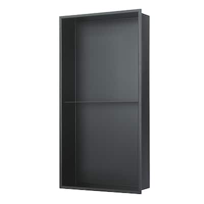 12-in x 24-in Ultra-thin Frame Recessed 2-Section Stainless Steel Shower Niche Gun Metal Black