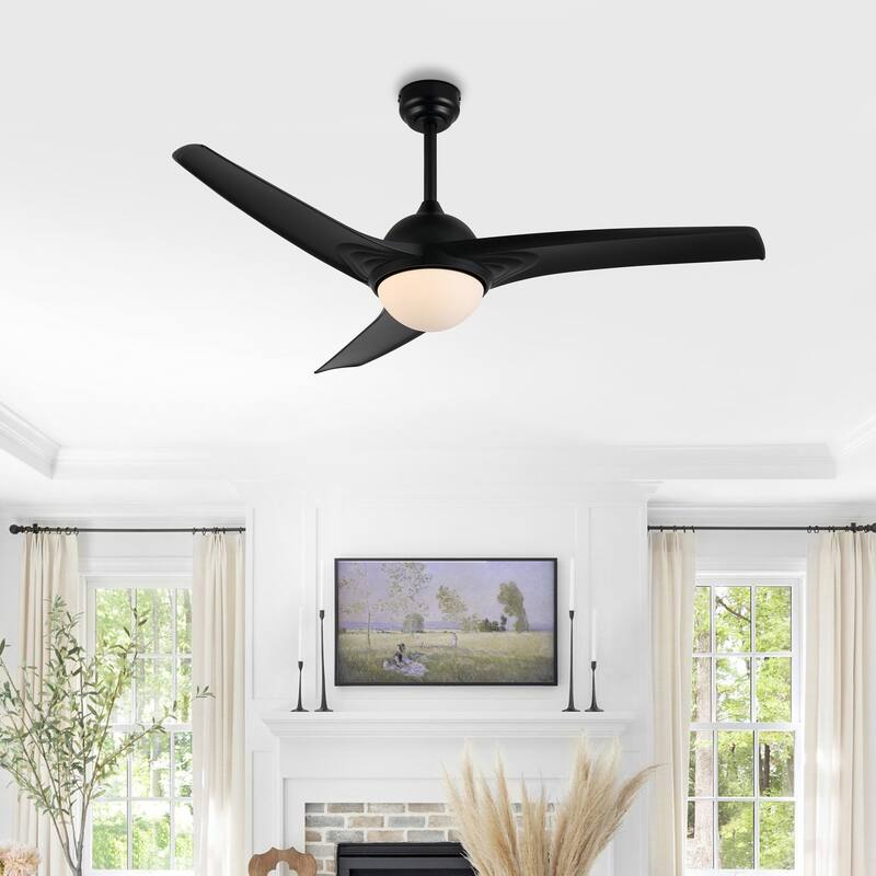 Aviator 52" 1-Light Industrial Iron/Plastic Mobile-App/Remote-Controlled 6-Speed Propeller LED Ceiling Fan, by JONATHAN Y