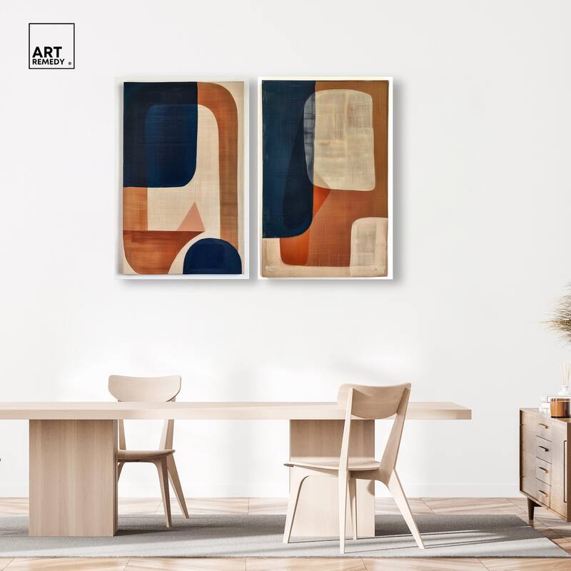 Blue Cream Set Canvas Set of 2 by Art Remedy, Gallery Wrapped