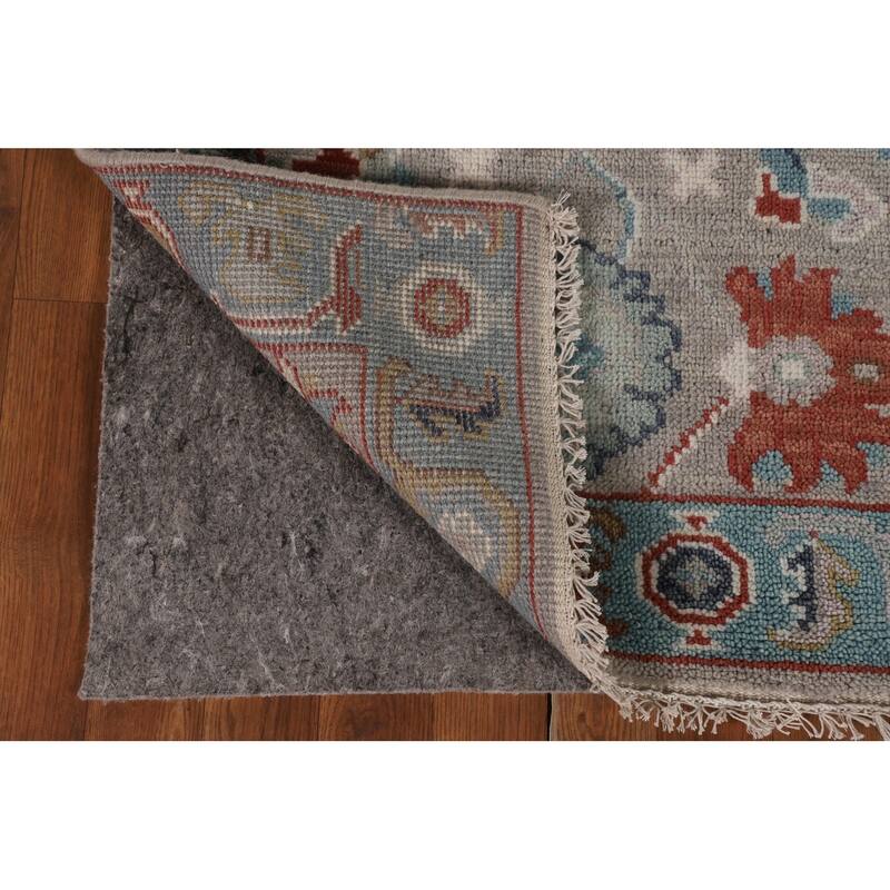Floral Gray Oushak Oriental Runner Rug Handmade Wool Carpet - 2'7"x 7'11"