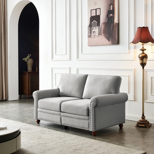 Linen Fabric Upholstery Sofa Couch Loveseat with Storage On
