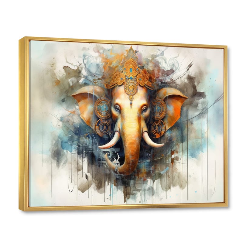 Designart "Vibrant Hinduisim Elephant I" Hinduisim Framed Canvas Print