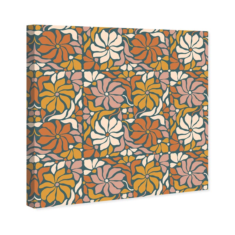 Wynwood Studio Canvas Abstract Flowers Stock Pattern Brown and Ochre Modern & Contemporary Wall Art Canvas Print