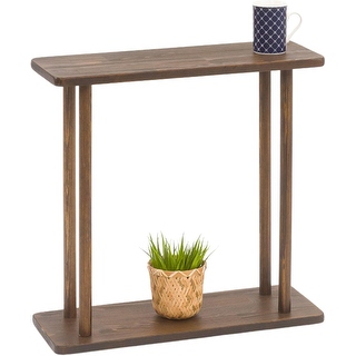 Rectangular Small Bedside Table Narrow Rectangular Side Table, Small Bedside End Table (Dark Walnut ...