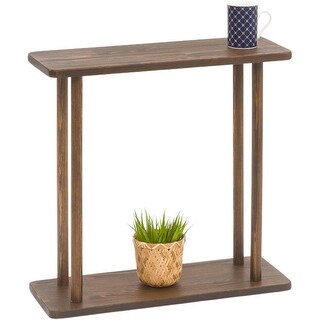 Narrow Rectangular Side Table, Small Bedside End Table (Dark Walnut ...