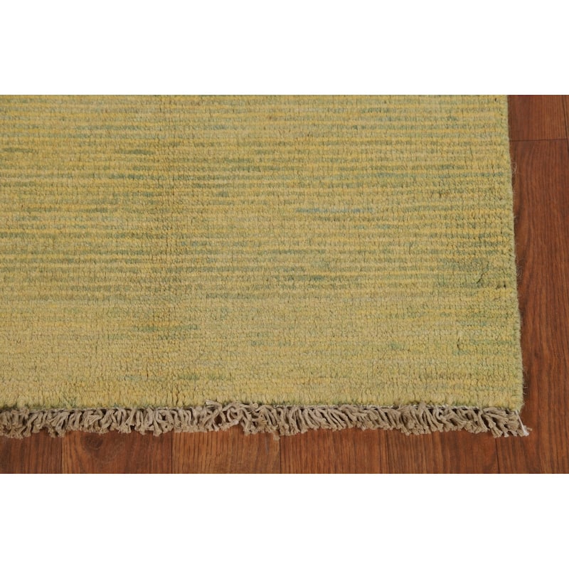 Yellow & Green Modern Gabbeh Oriental Rug Hand-Knotted Wool Carpet - 1'11"x 3'0"