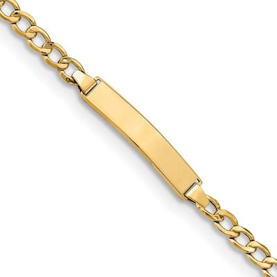 Curata 14k Yellow Gold 4.5mm Semi Solid Miami Curb ID Bracelet Options: 7" 8"