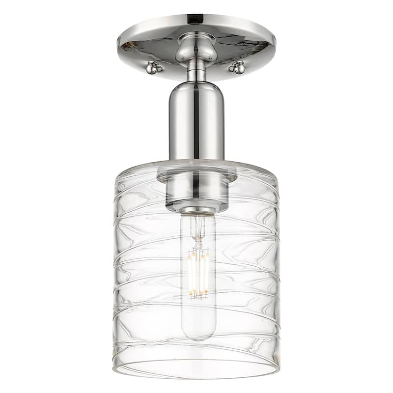 Innovations Lighting 716-1C-11-5 Cobbleskill Semi-Flush Cobbleskill 5" - Polished Nickel / Deco Swirl