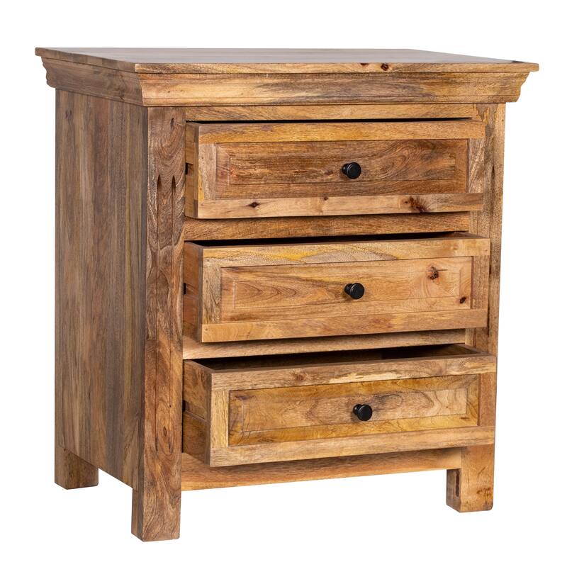 Maadze 28" WIde 3-Drawers Solid Wood Nightstand