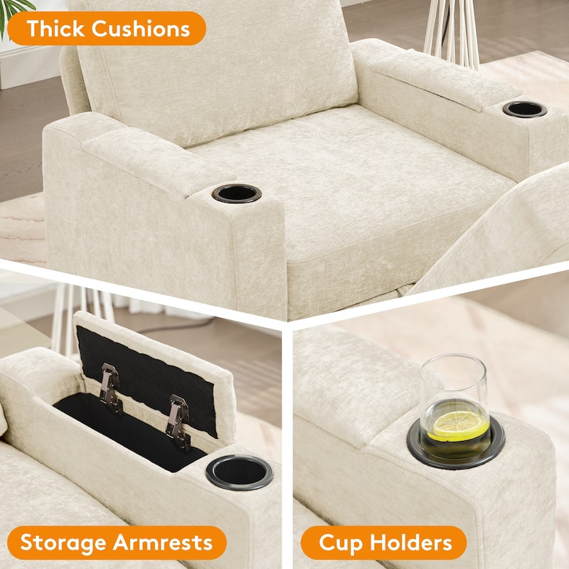 Chenille Sectional Sofa, Hidden Storage & Modular Design