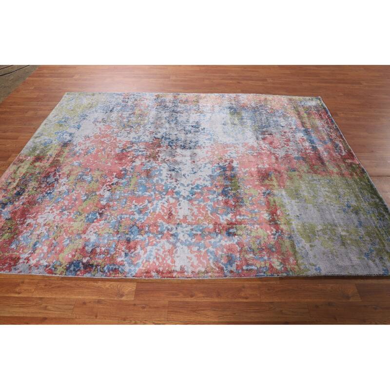 Contemporary Abstract Area Rug Handmade Oriental Wool Carpet - 6'0" X 7'9"