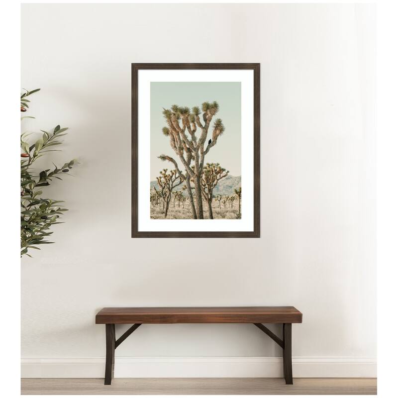 Kate and Laurel Joshua Tree With Crow by Alicia Bock Framed Wall Art Print
