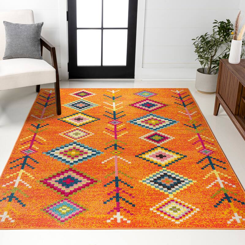 JONATHAN Y Arta Love Geometric Area Rug - 4 X 6 - Orange/Multi
