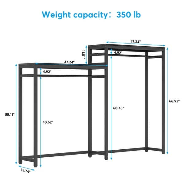 Heavy Duty Garment Racks Clothes Rack With Storage Shelves And Double 