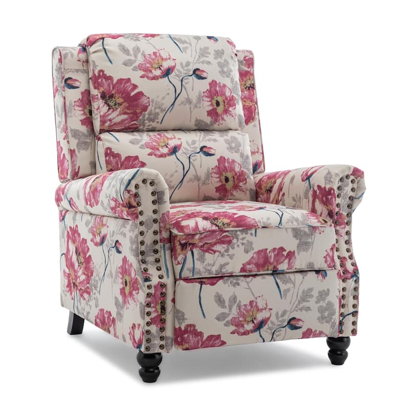Nail-head Padded Seat Pushback Recliner Chair