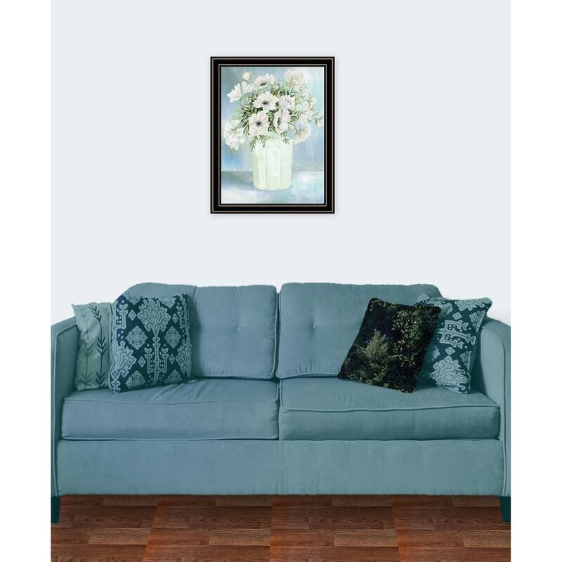 TrendyDecor4U Farmhouse "WHITE BLOOMS II" Framed Print Wall Art