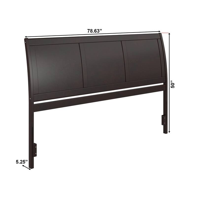 King Sleigh Solid Wood Panel Headboard in Espresso with Curved Design for Classic and Elegant Bedroom Style