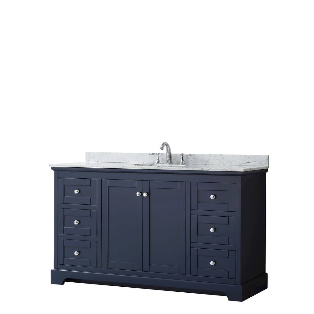 Avery 60-inch Single Vanity, Marble Top, Oval Sink, No Mirror