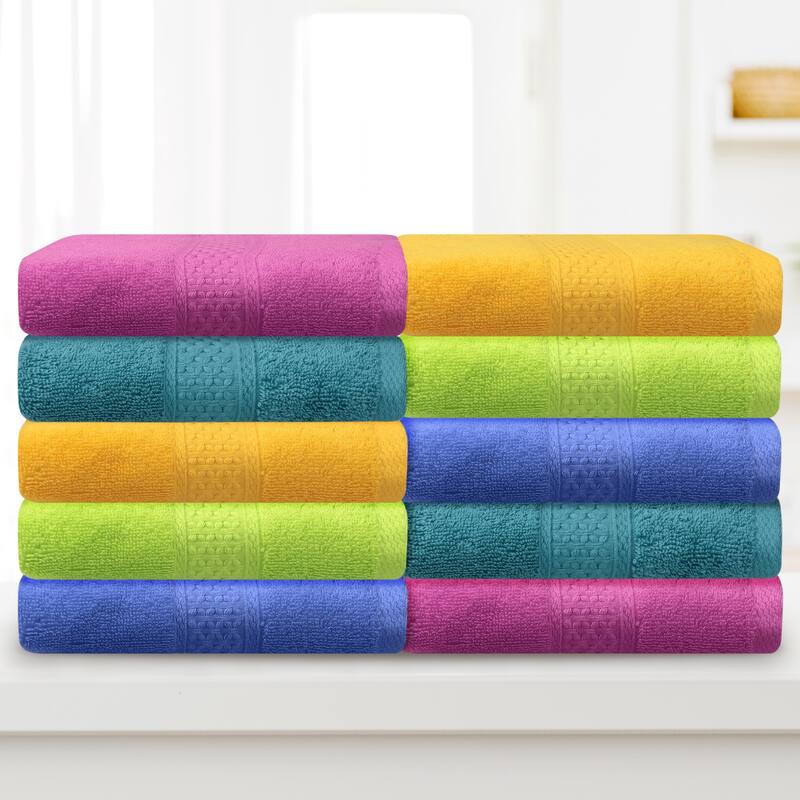 Cotton Hand Towels for Bathroom, 2 Pack Solid Textured Hand Towel Set for Bath, Hand, Face, Gym and Spa 13"x30"