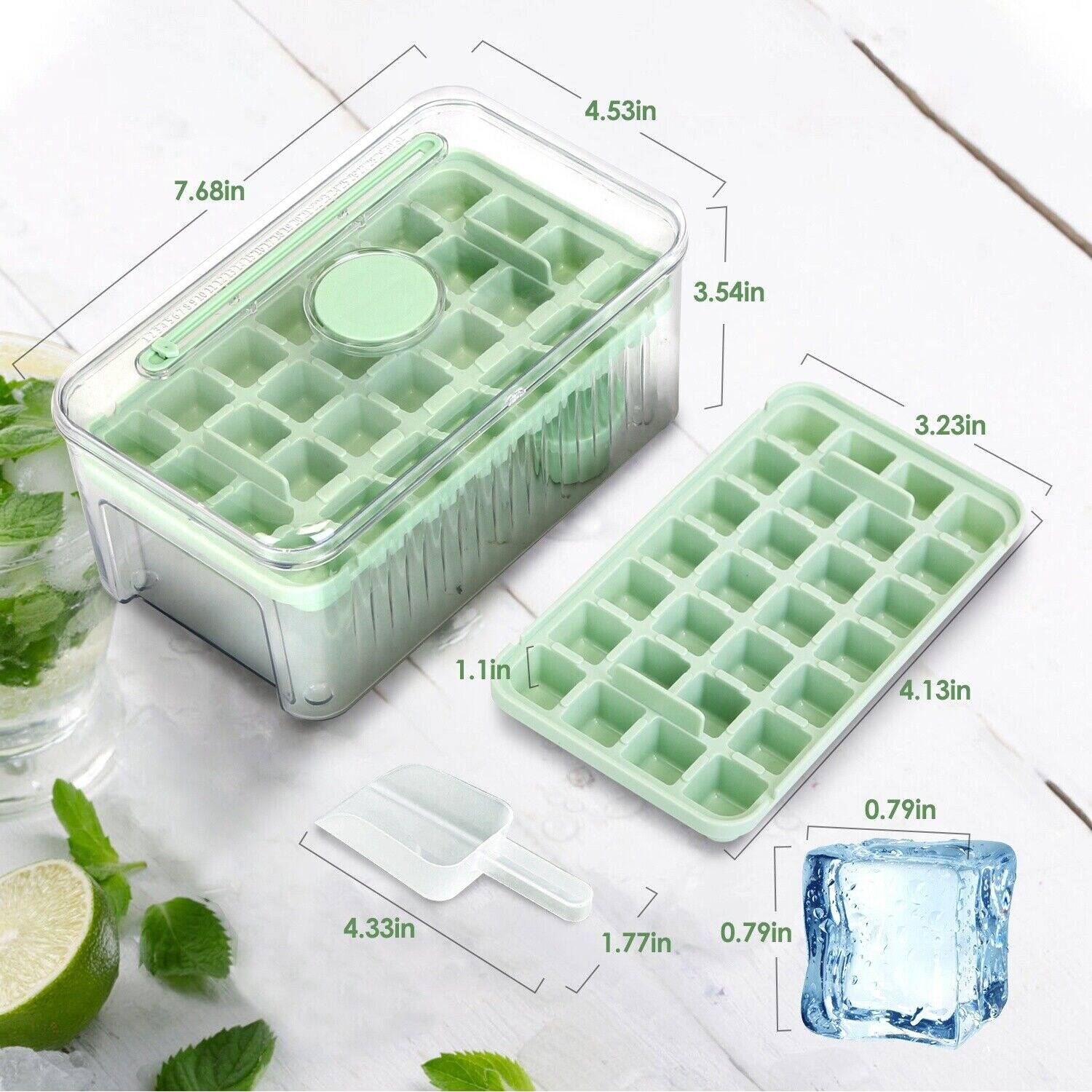 Plastic Ice Cube Tray Set with Lid Makes 56 Ice Cubes - Bed Bath