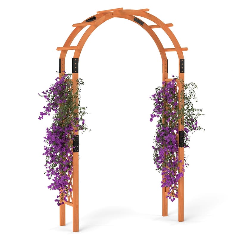 Gymax 7.7 FT Garden Arch Wooden Arbor Outdoor Wood Trellis for - Orange