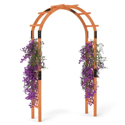 Gymax 7.7 FT Garden Arch Wooden Arbor Outdoor Wood Trellis for