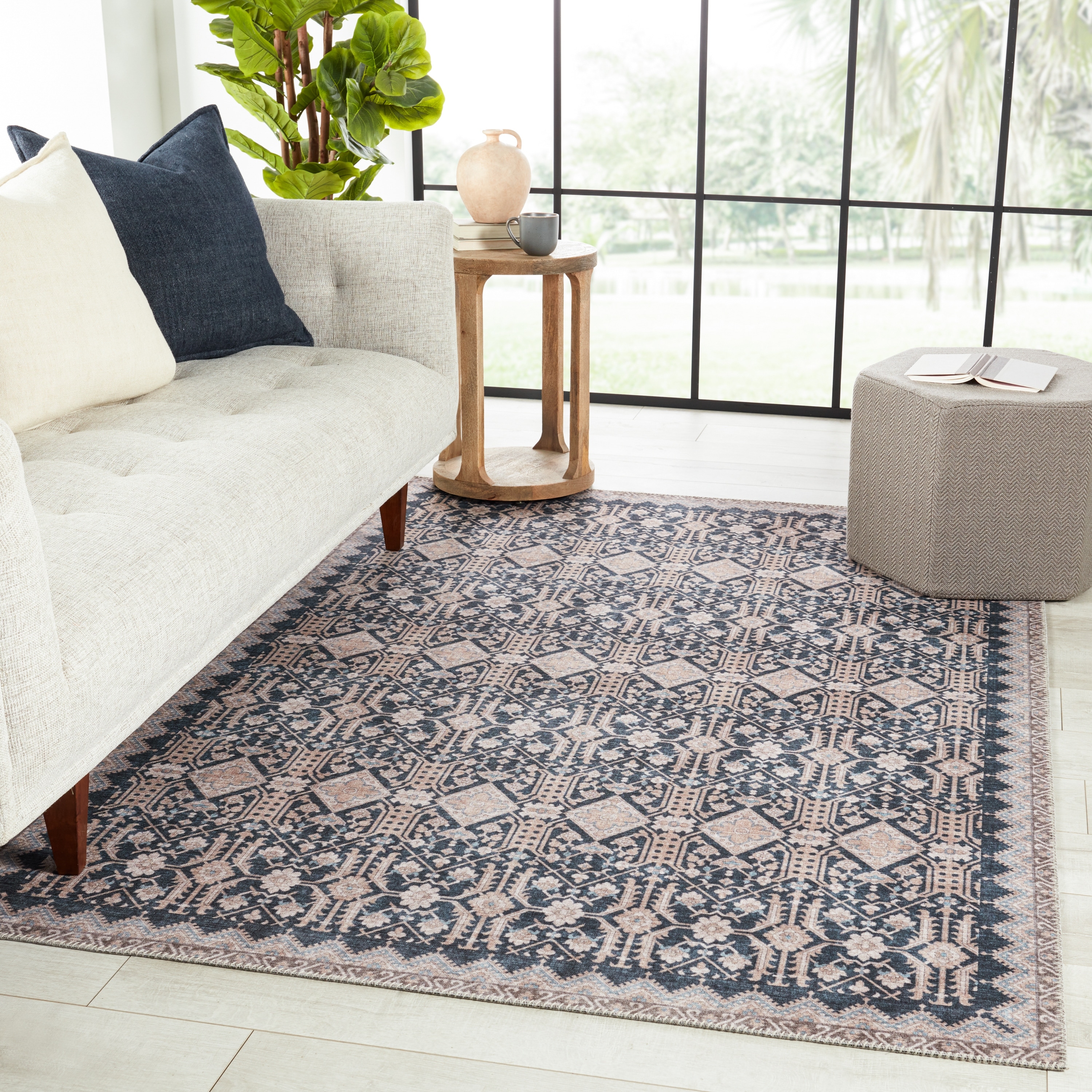 Dalia Machine Washable Trellis Area Rug