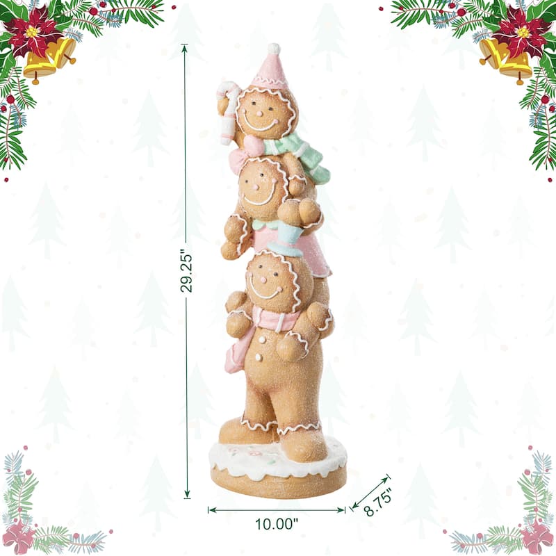 Glitzhome 29"H Christmas Stacked Gingerbread Man Porch Decor - 29"