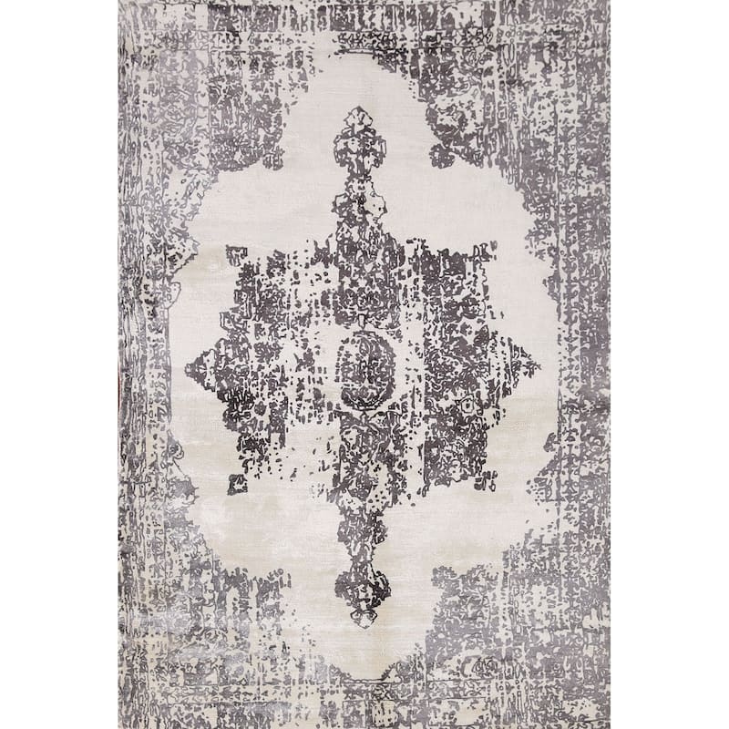 Abstract Indian Rug Handmade Wool Carpet - 4'1"x 6'3"