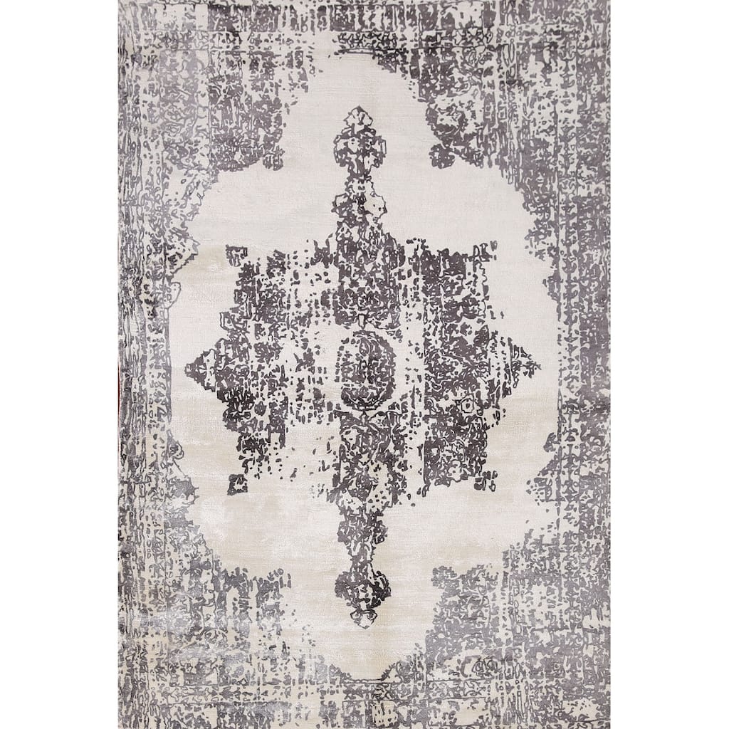 Abstract Indian Rug Handmade Wool Carpet - 4'1"x 6'3"
