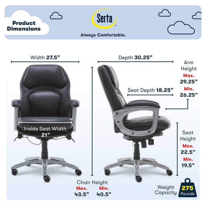 Serta Delvin Wellness by Design Ergonomic Executive Leather Office