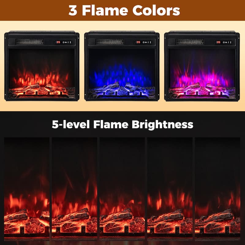 18 Inch Electric Adjustable Flames Fireplace Insert with Remote and 2 Heat Settings Timer Thermostat - 19.87" x 5.55" x 18.03"