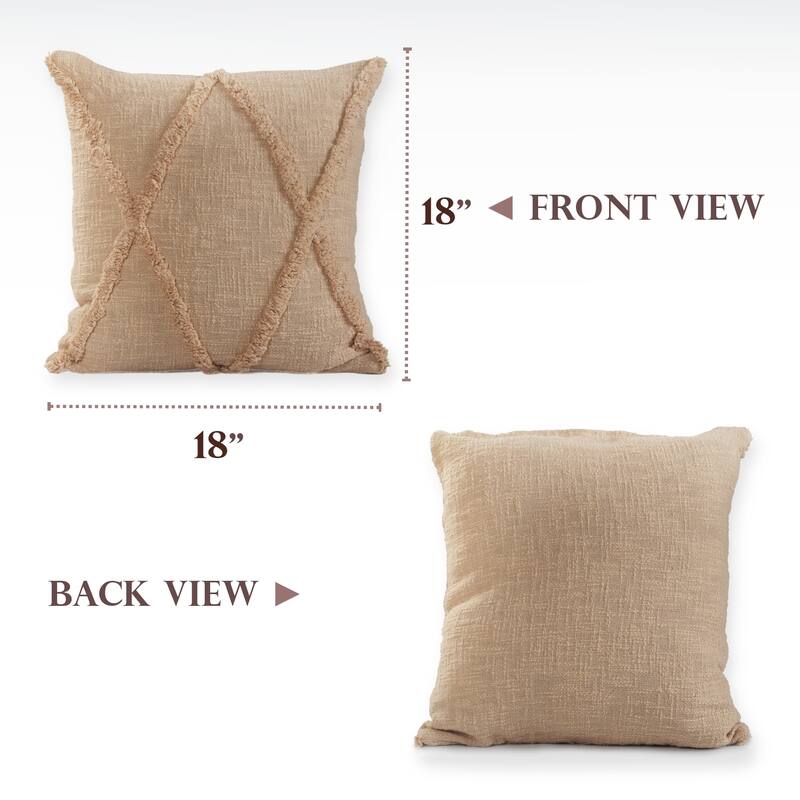 Heartham Set of 4 Contemporary Diamond Cotton Throw Pillow Covers, 20" x 20", 4 PCS (Covers Only) by Sevita