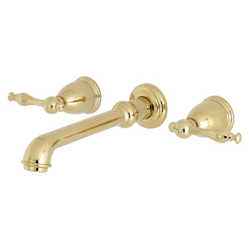 Naples Two-Handle 3-Hole Wall Mount Bathroom Faucet - Polished Brass