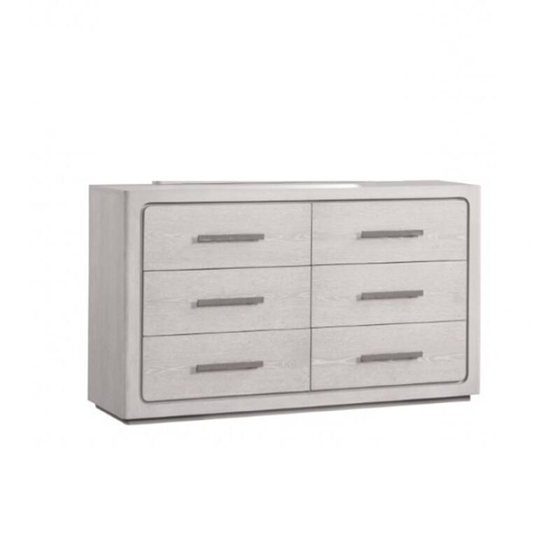 Thorne 6 Drawer 62 Inch Wide Dresser, White Oak Solid Wood Bedroom Storage