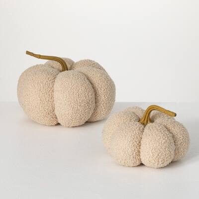 Neutral Cream Boucle Pumpkin - Set of 2