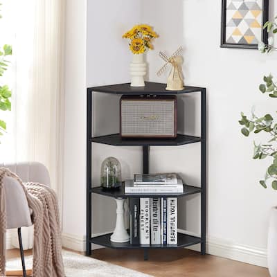 VECELO 4-Tier Triangle Corner Bookshelf & End Table 31" Multi-Functional Living Room Storage shelf