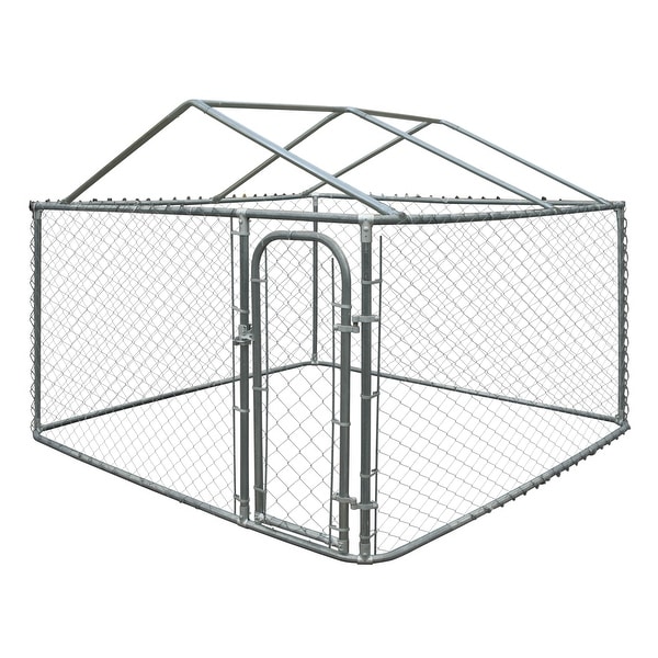 ALEKO DIY Chain Link Box Dog Kennel With Roof Frame On Sale