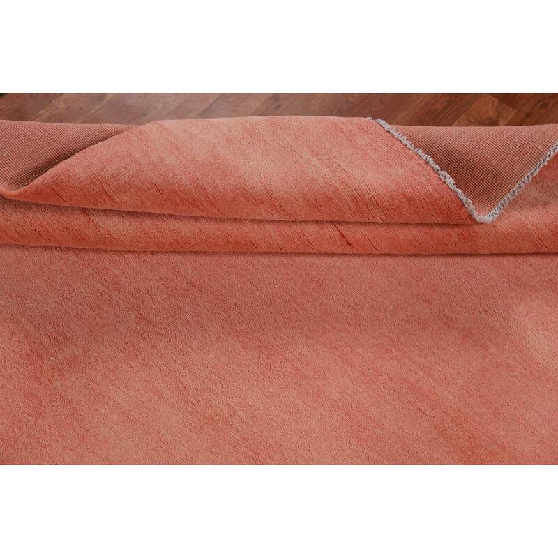 Hand Knotted Oriental 100% Wool Carpet Modern Solid Coral Gabbeh Area Rug - 9' 1'' X 6' 3''