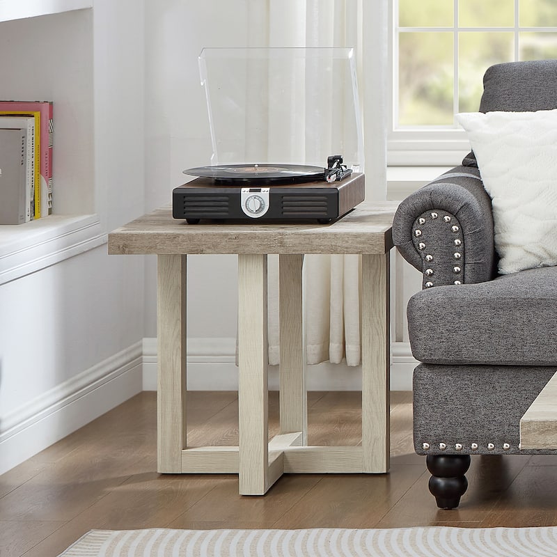 Roundhill Furniture Luno 3-Piece Coffee Table Set, Coffee Table and Two End Tables