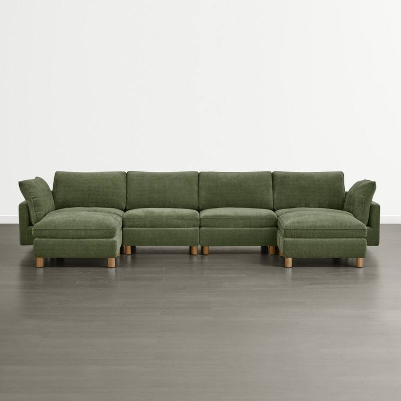 Spruce & Spring Modular Cloud Couch Sofa with Wood Legs for Living Room