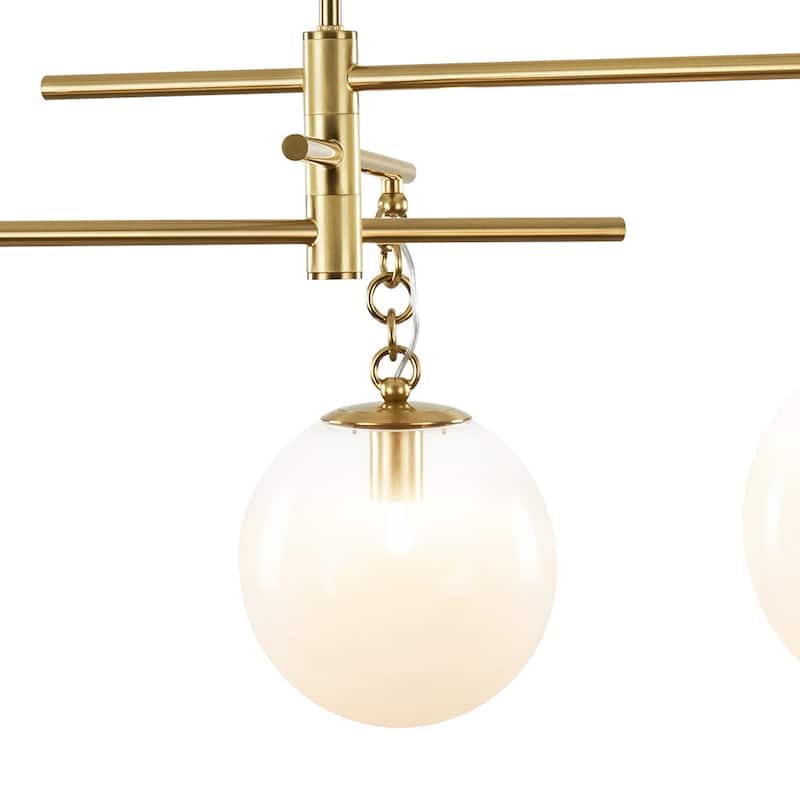 Mid-Century 3-Light White Glass Bubble Linear Sputnik Chandelier