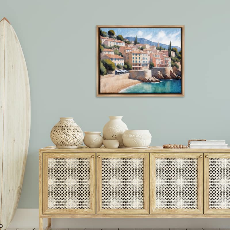 Stupell Charming Coastal Architecture Framed Floater Canvas Wall Art Design By Kim Allen