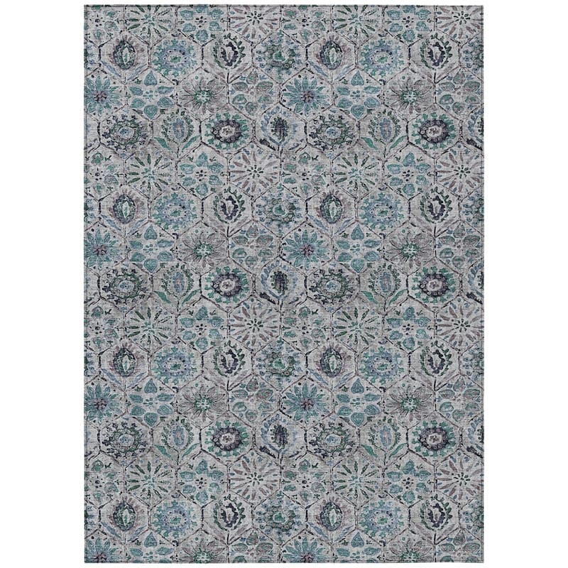 HomeRoots Floral Transitional Rectangle Outdoor Rug