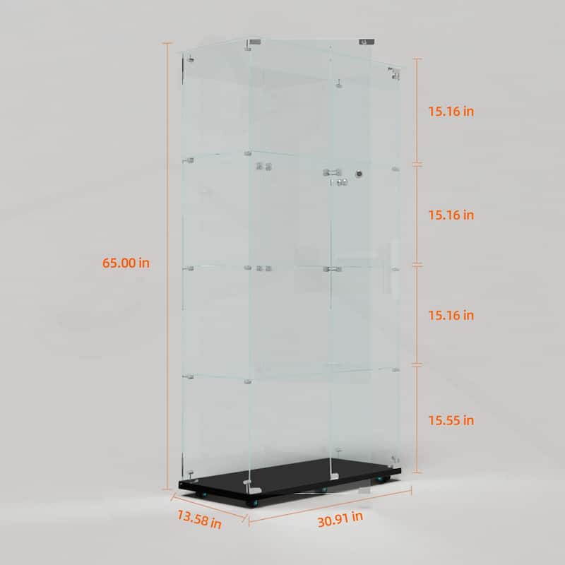 Versatile Tempered Glass Cabinet with Smart Lighting and Mobility