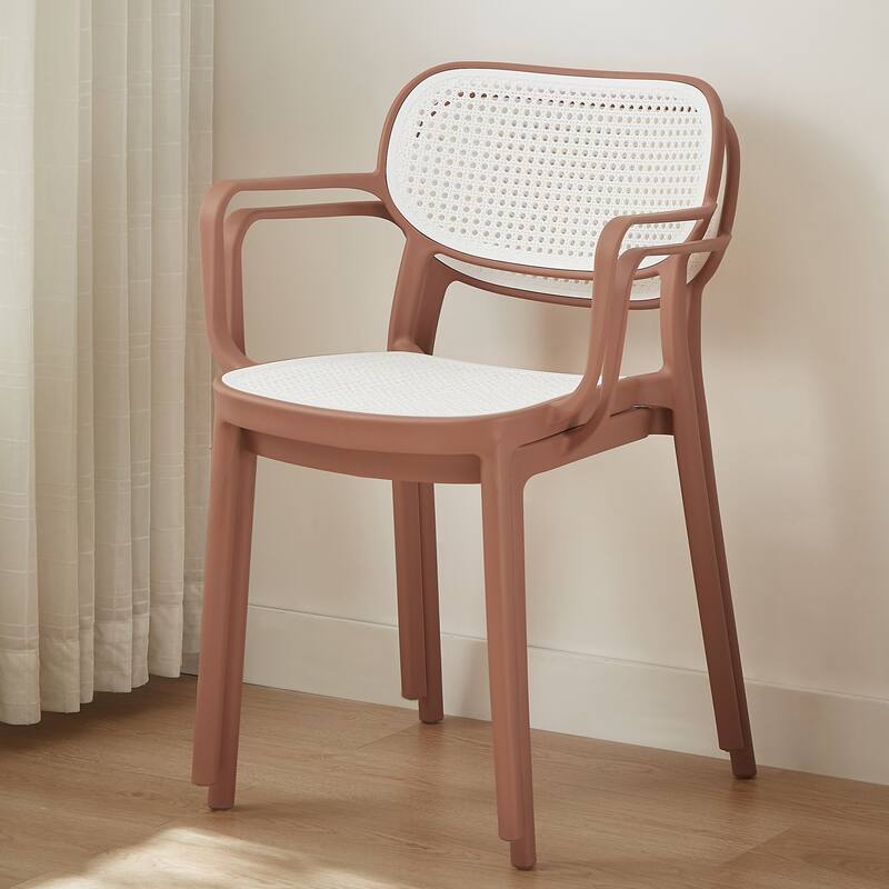 Art Leon Set of 2 Modern Stackable Indoor or Outdoor Dining Chair - Red and White